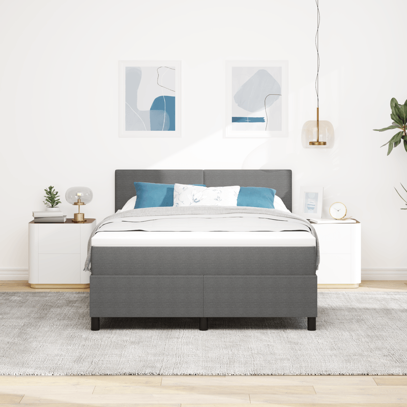 Casa si Gradina - Mobilier - Paturi si accesorii - Paturi - Pat cu Arcuri cu Saltea Gri Deschis 140x200 cm Tesatura de Corduroy - Infinity.ro