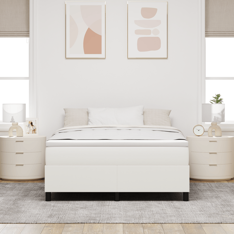 Casa si Gradina - Mobilier - Paturi si accesorii - Paturi - Pat cu arcuri, crem, 140x200 cm, catifea raiata - Infinity.ro