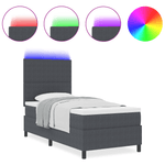 Casa si Gradina - Mobilier - Paturi si accesorii - Paturi - Pat cu arcuri cu saltea si LED gri inchis 80x200 cm tesatura corduroy - Infinity.ro