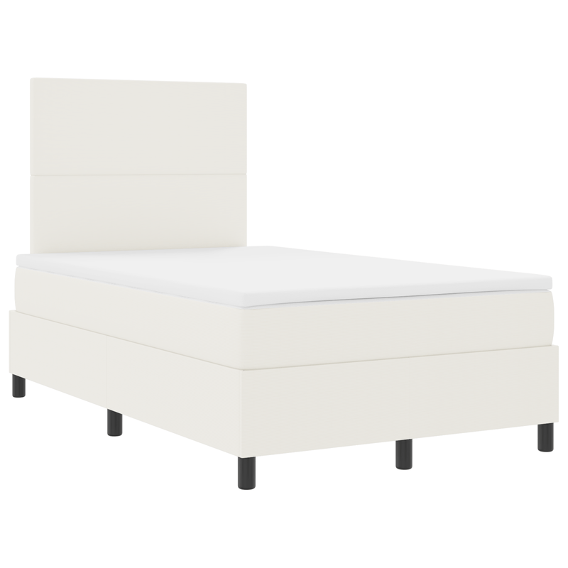 Casa si Gradina - Mobilier - Paturi si accesorii - Paturi - Pat cu arcuri cu saltea & LED Crem 120x200 cm Tesatura din catifea - Infinity.ro