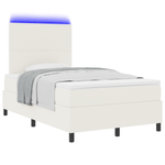 Casa si Gradina - Mobilier - Paturi si accesorii - Paturi - Pat cu arcuri cu saltea & LED Crem 120x200 cm Tesatura din catifea - Infinity.ro