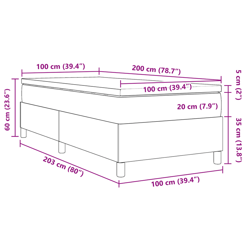 Casa si Gradina - Mobilier - Paturi si accesorii - Paturi - Pat cu arcuri cu saltea crem 100x200 cm din tesatura corduroy - Infinity.ro