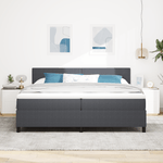Casa si Gradina - Mobilier - Paturi si accesorii - Paturi - Pat cu arcuri Box Spring si saltea cu LED Gri Intunecat 200x200 cm din tesatura corduroy - Infinity.ro