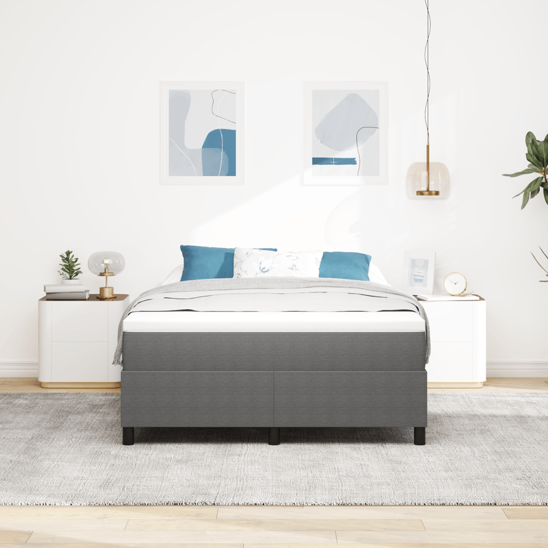 Casa si Gradina - Mobilier - Paturi si accesorii - Paturi - Pat cu arcuri, gri deschis, 140x200 cm, catifea raiata - Infinity.ro