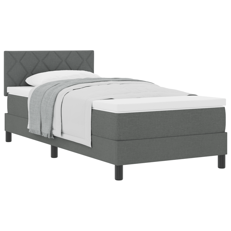 Casa si Gradina - Mobilier - Paturi si accesorii - Paturi - Pat cu box spring cu saltea gri inchis 100x200 cm tesatura - Infinity.ro