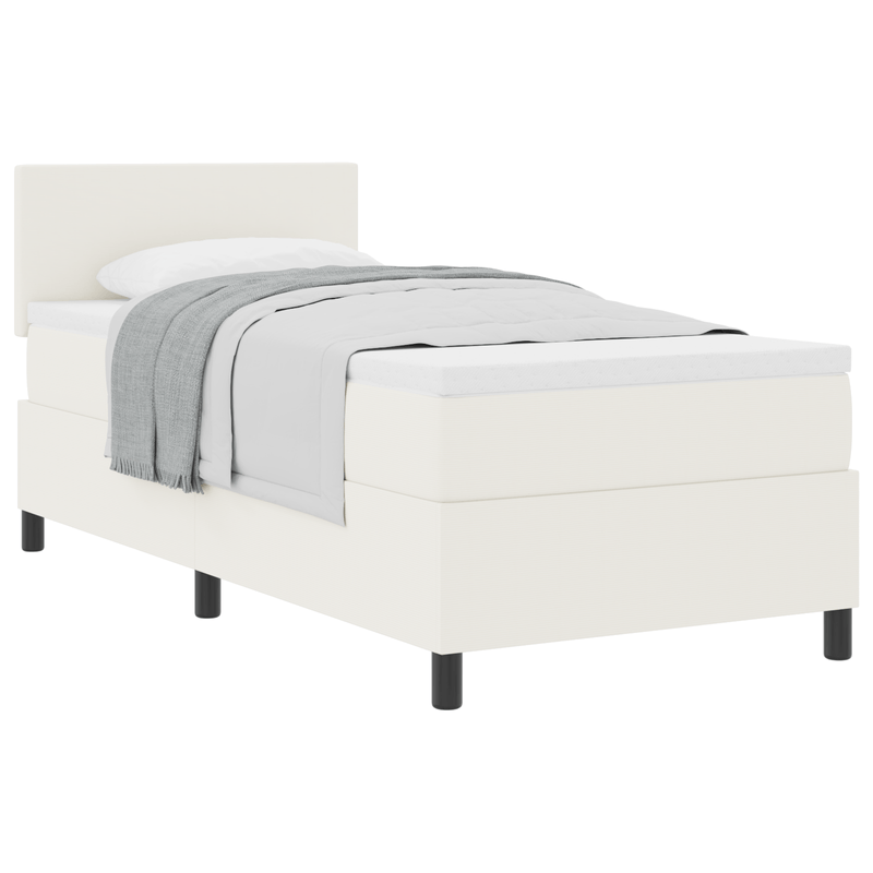 Casa si Gradina - Mobilier - Paturi si accesorii - Paturi - Pat cu arcuri si saltea crem 100x200 cm tesatura de corduroy - Infinity.ro