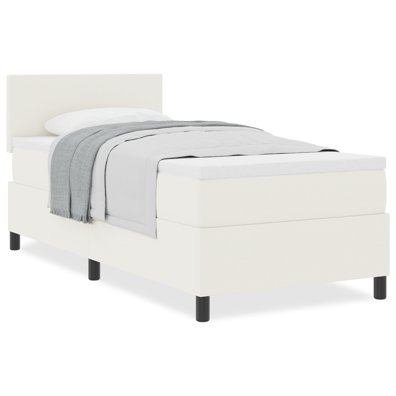Casa si Gradina - Mobilier - Paturi si accesorii - Paturi - Pat cu arcuri si saltea crem 100x200 cm tesatura de corduroy - Infinity.ro