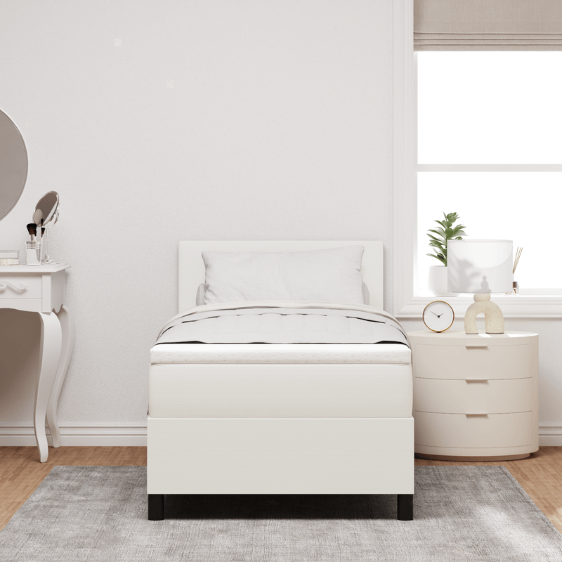Casa si Gradina - Mobilier - Paturi si accesorii - Paturi - Pat cu arcuri si saltea crem 100x200 cm tesatura de corduroy - Infinity.ro