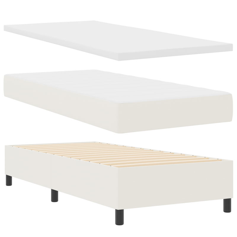 Casa si Gradina - Mobilier - Paturi si accesorii - Paturi - Pat cu arcuri si saltea crem 100x200 cm tesatura de corduroy - Infinity.ro