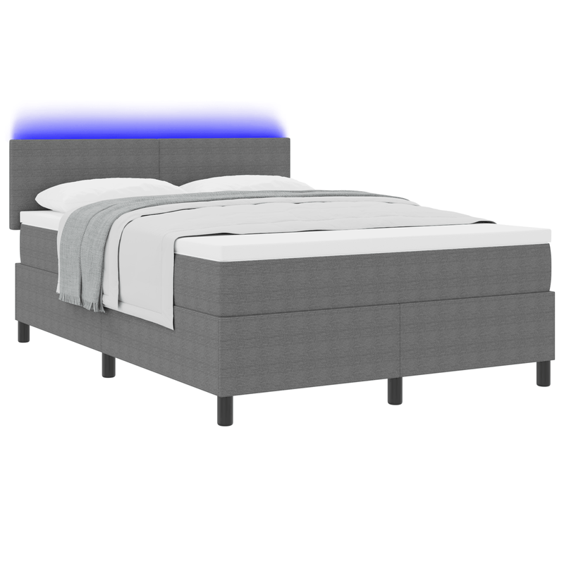 Casa si Gradina - Mobilier - Paturi si accesorii - Paturi - Pat cu arcuri cu saltea & lumina LED gri 140x200 cm tesatura de corduroy - Infinity.ro