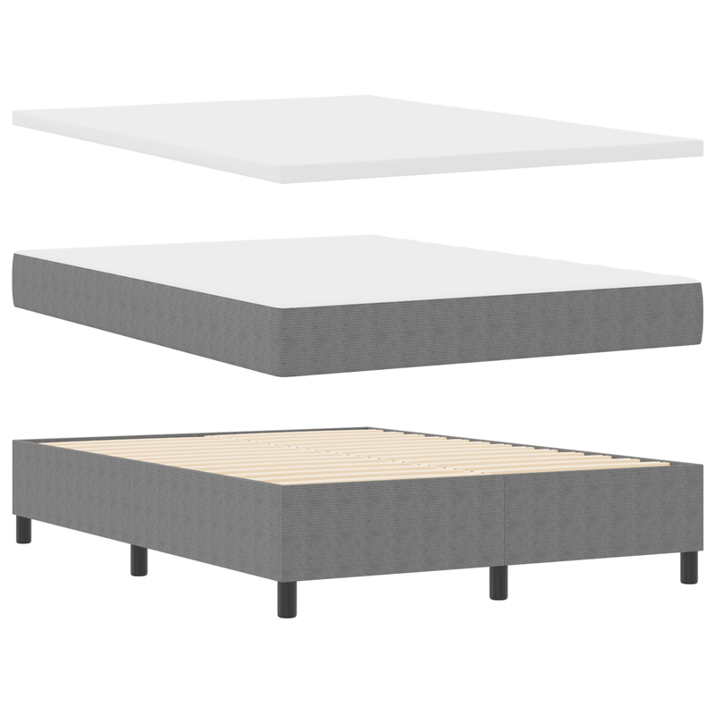 Casa si Gradina - Mobilier - Paturi si accesorii - Paturi - Pat cu arcuri cu saltea & lumina LED gri 140x200 cm tesatura de corduroy - Infinity.ro