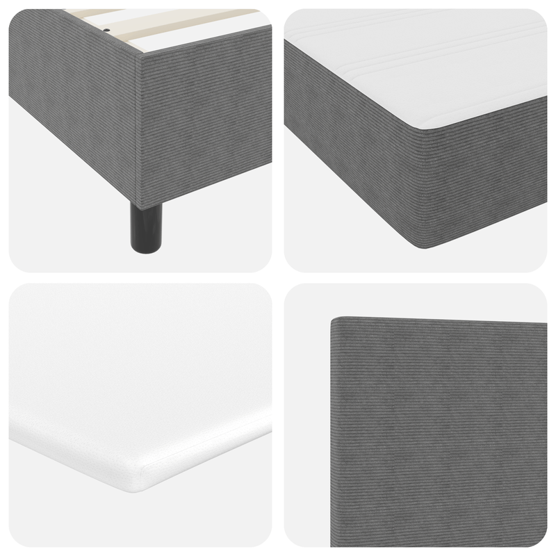 Casa si Gradina - Mobilier - Paturi si accesorii - Paturi - Pat cu arcuri cu saltea & lumina LED gri 140x200 cm tesatura de corduroy - Infinity.ro