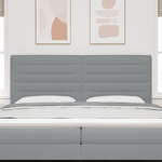 Casa si Gradina - Mobilier - Paturi si accesorii - Accesorii paturi - Tablie de pat cu LED, crem, 83x16x118/128 cm, textil - Infinity.ro