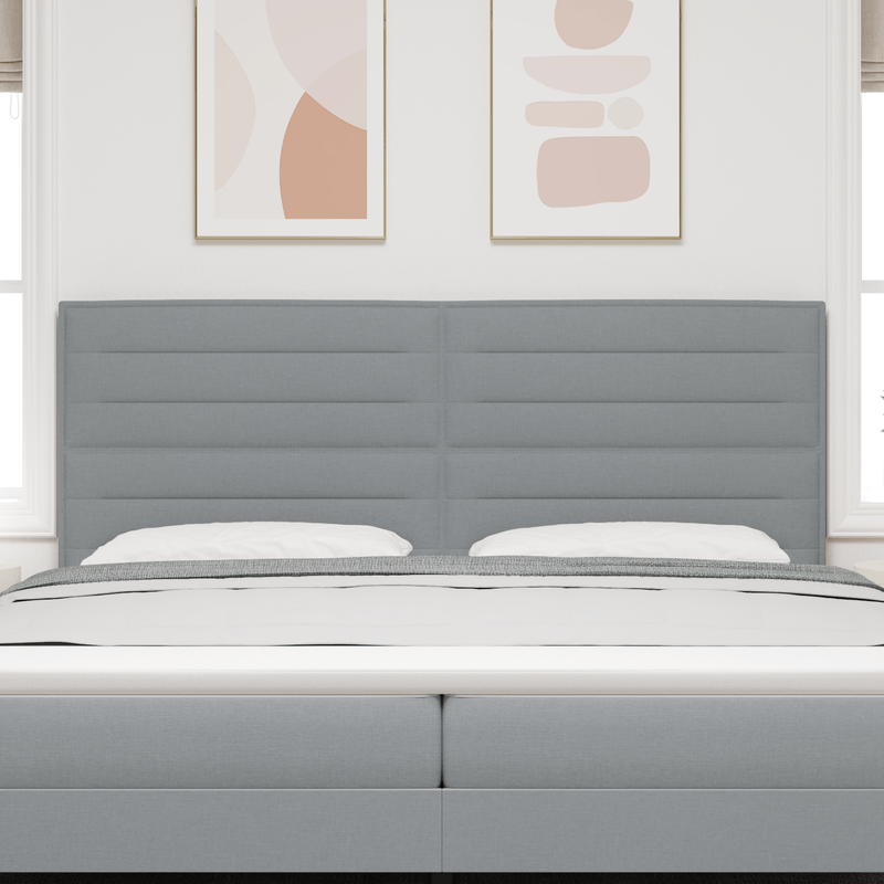 Casa si Gradina - Mobilier - Paturi si accesorii - Accesorii paturi - Tablie de pat cu LED, crem, 83x16x118/128 cm, textil - Infinity.ro