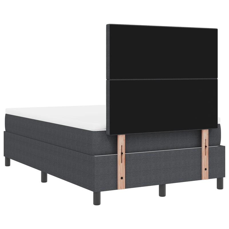 Casa si Gradina - Mobilier - Paturi si accesorii - Paturi - Pat cu arcuri cu saltea gri inchis dublu mic din tesatura de corduroy - Infinity.ro