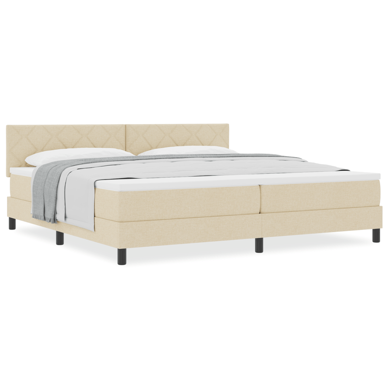 Casa si Gradina - Mobilier - Paturi si accesorii - Paturi - Pat Box Spring cu Saltea Crem 200x200 cm Textile - Infinity.ro