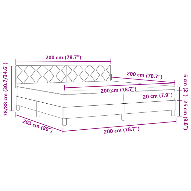 Casa si Gradina - Mobilier - Paturi si accesorii - Paturi - Pat Box Spring cu Saltea Crem 200x200 cm Textile - Infinity.ro