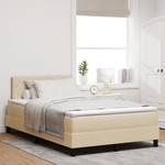 Casa si Gradina - Mobilier - Paturi si accesorii - Paturi - Pat cu arc cu saltea crem 120x200 cm tesatura - Infinity.ro