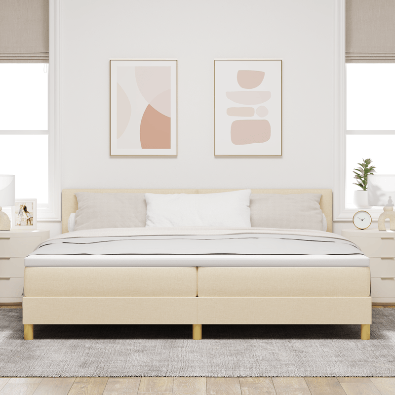 Casa si Gradina - Mobilier - Paturi si accesorii - Paturi - Pat cu arcuri cu saltea crem 200x200 cm tesatura - Infinity.ro