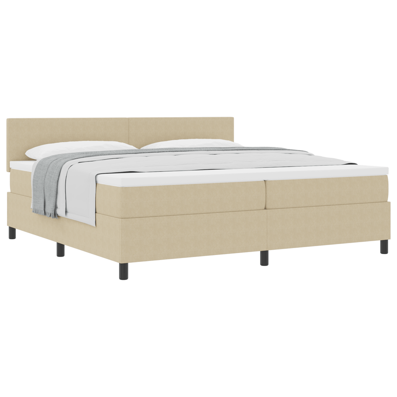 Casa si Gradina - Mobilier - Paturi si accesorii - Paturi - Pat cu arcuri cu saltea Bej 200x200 cm Tesatura din catifea - Infinity.ro