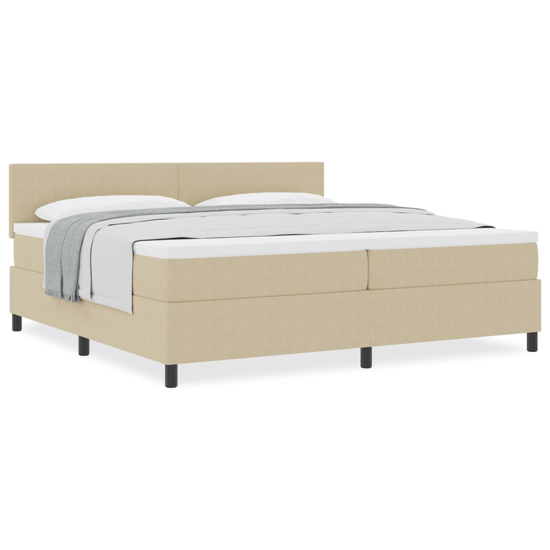 Casa si Gradina - Mobilier - Paturi si accesorii - Paturi - Pat cu arcuri cu saltea Bej 200x200 cm Tesatura din catifea - Infinity.ro