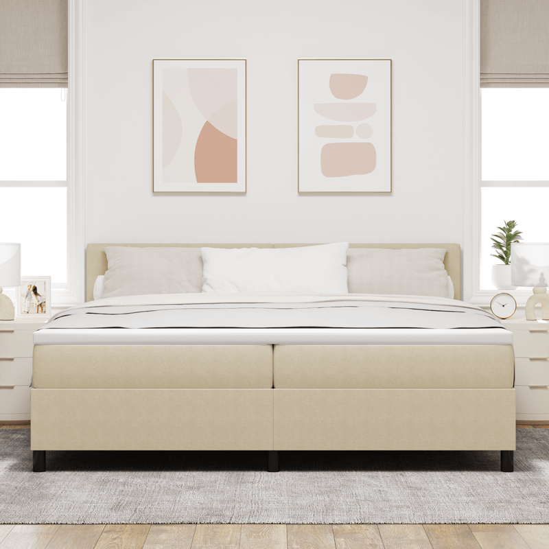 Casa si Gradina - Mobilier - Paturi si accesorii - Paturi - Pat cu arcuri cu saltea Bej 200x200 cm Tesatura din catifea - Infinity.ro