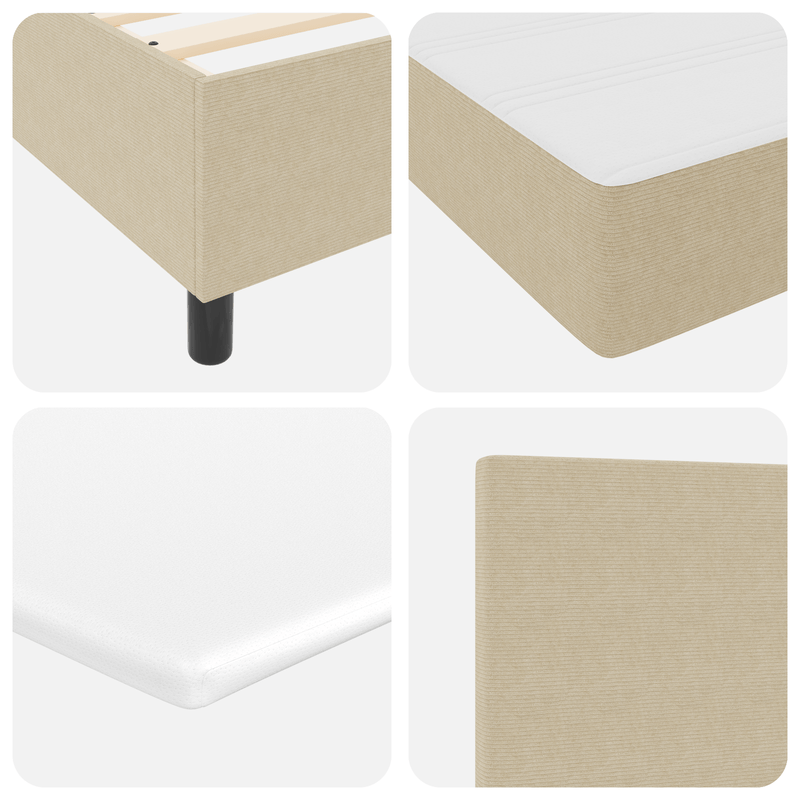 Casa si Gradina - Mobilier - Paturi si accesorii - Paturi - Pat cu arcuri cu saltea Bej 200x200 cm Tesatura din catifea - Infinity.ro