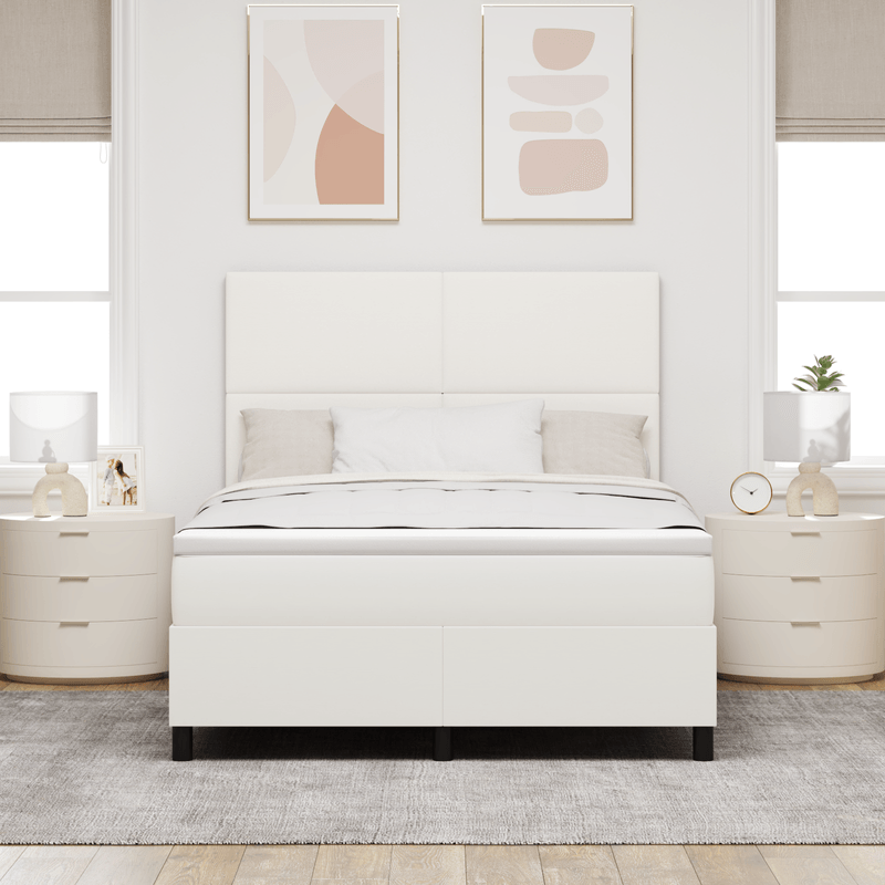 Casa si Gradina - Mobilier - Paturi si accesorii - Paturi - Pat cu arcuri cu saltea & LED crem 160x200 cm din catifea - Infinity.ro