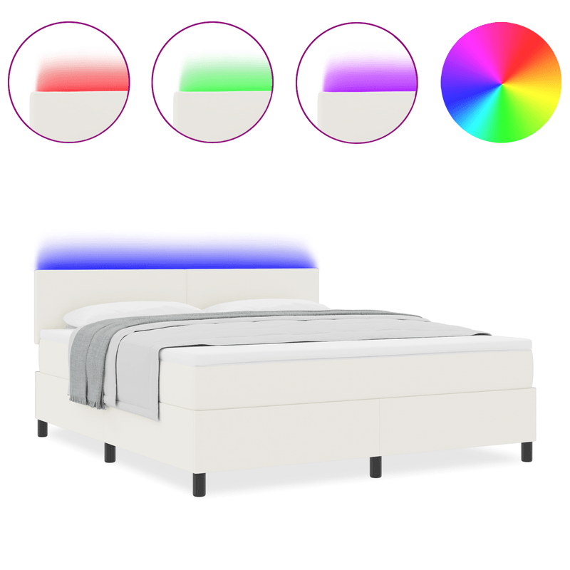 Casa si Gradina - Mobilier - Paturi si accesorii - Paturi - Pat Cu Arcuri cu Saltea&LED Bej Super King Catifea - Infinity.ro