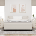Casa si Gradina - Mobilier - Paturi si accesorii - Paturi - Pat Cu Arcuri cu Saltea&LED Bej Super King Catifea - Infinity.ro