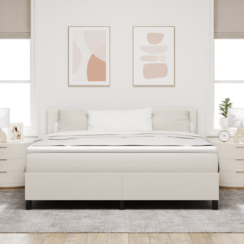 Casa si Gradina - Mobilier - Paturi si accesorii - Paturi - Pat Cu Arcuri cu Saltea&LED Bej Super King Catifea - Infinity.ro