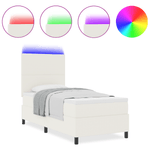 Casa si Gradina - Mobilier - Paturi si accesorii - Paturi - Pat cu arcuri cu saltea & LED crem 100x200 cm tesatura din catifea - Infinity.ro
