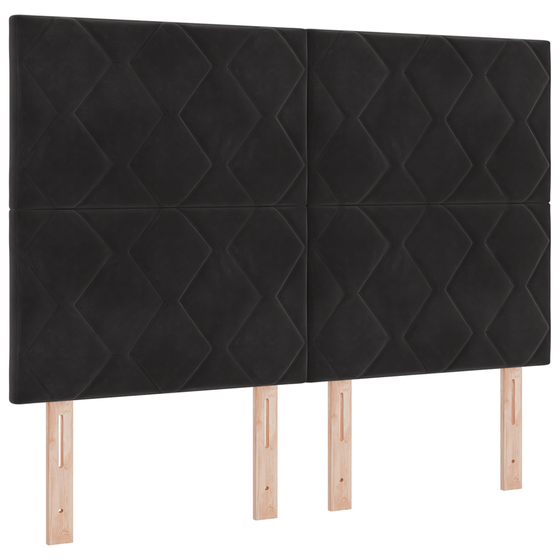 Casa si Gradina - Mobilier - Paturi si accesorii - Accesorii paturi - Tablie Neagra cu Design Blocuri de Diamant 140 cm Catifea - Infinity.ro
