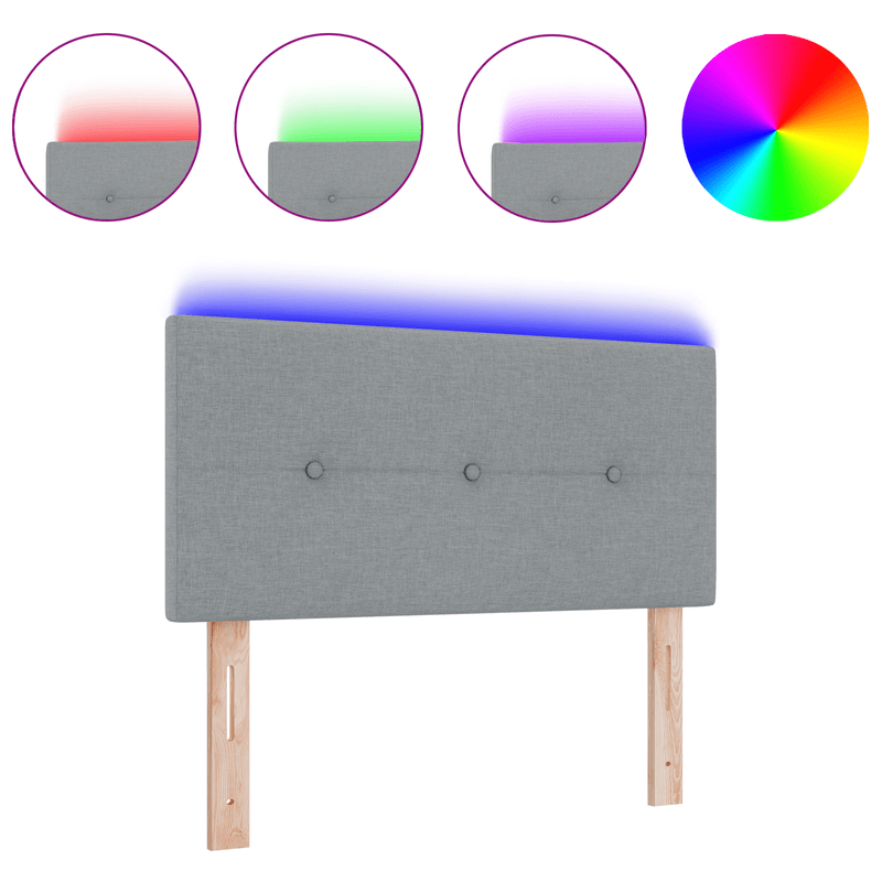 Casa si Gradina - Mobilier - Paturi si accesorii - Accesorii paturi - Tablie de pat cu LED cu butoane intr-un gri deschis de 100 cm, din tesatura - Infinity.ro