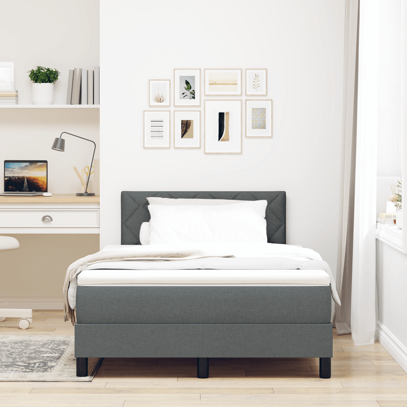 Casa si Gradina - Mobilier - Paturi si accesorii - Paturi - Pat cu arcuri cu saltea gri inchis 120x200 cm tesatura - Infinity.ro
