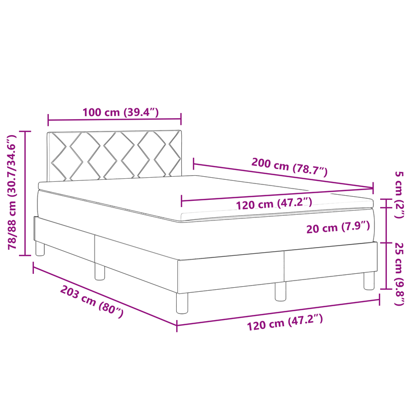 Casa si Gradina - Mobilier - Paturi si accesorii - Paturi - Pat cu arcuri cu saltea gri inchis 120x200 cm tesatura - Infinity.ro