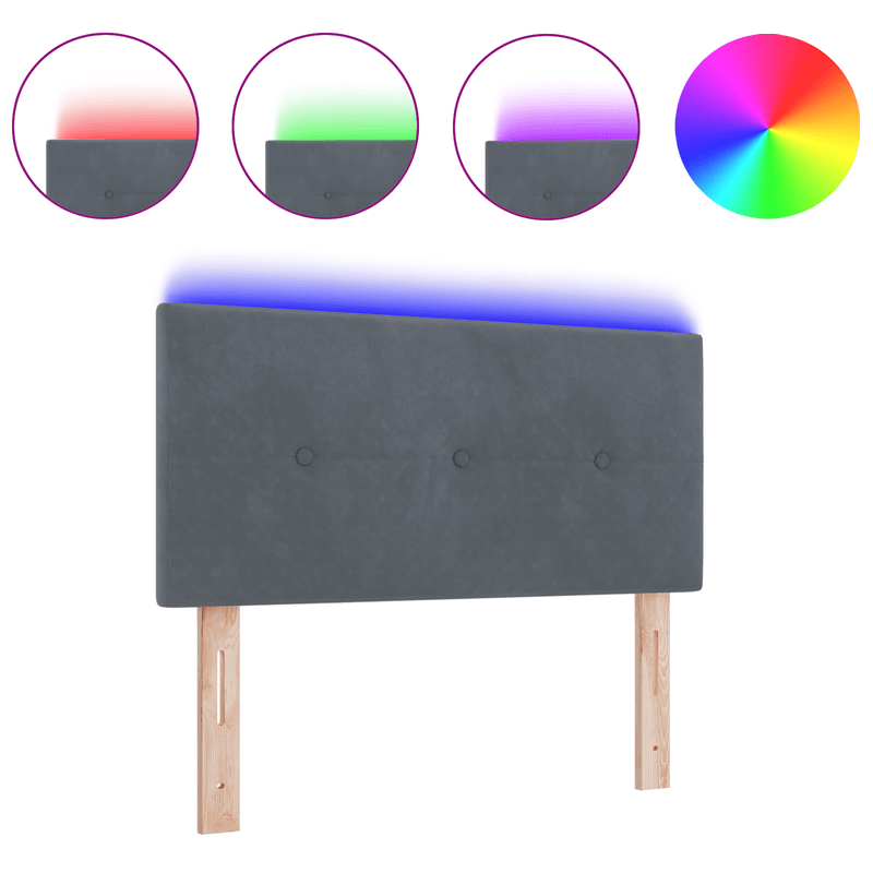 Casa si Gradina - Mobilier - Paturi si accesorii - Accesorii paturi - Tablie de pat cu LED cu butoane, gri inchis, 100 cm, catifea - Infinity.ro