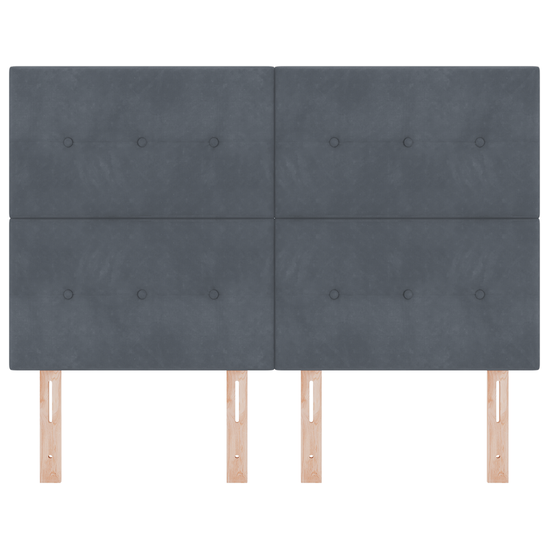 Casa si Gradina - Mobilier - Paturi si accesorii - Accesorii paturi - Tablie de pat cu nasturi, gri inchis, 140 cm, catifea - Infinity.ro