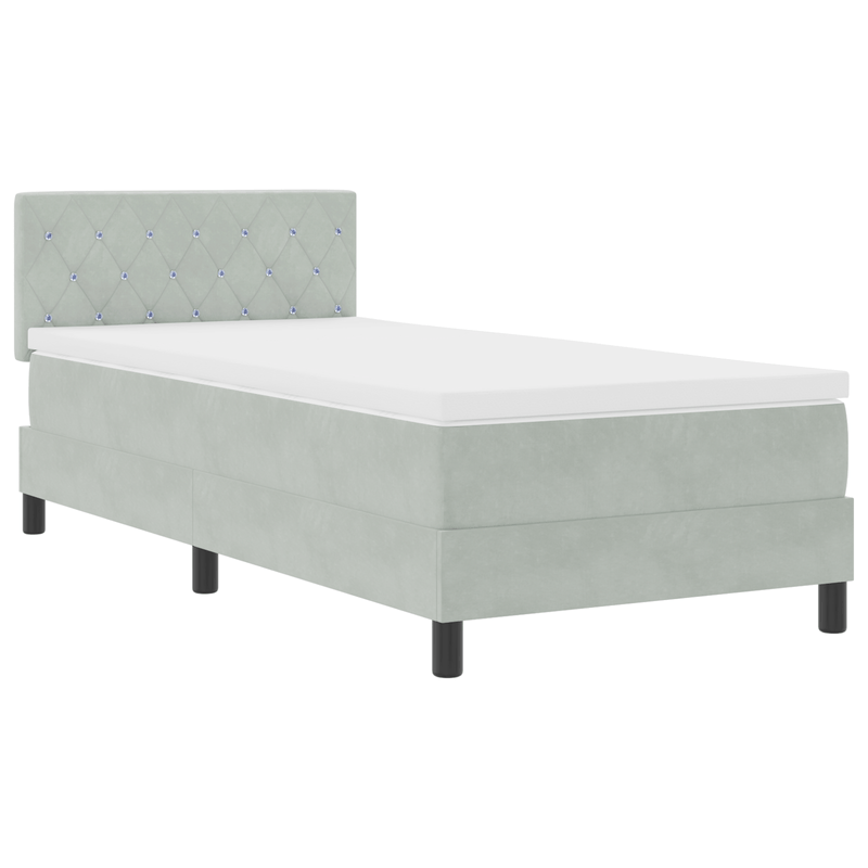 Casa si Gradina - Mobilier - Paturi si accesorii - Paturi - Pat box spring cu saltea, gri deschis, 90x200 cm, catifea - Infinity.ro