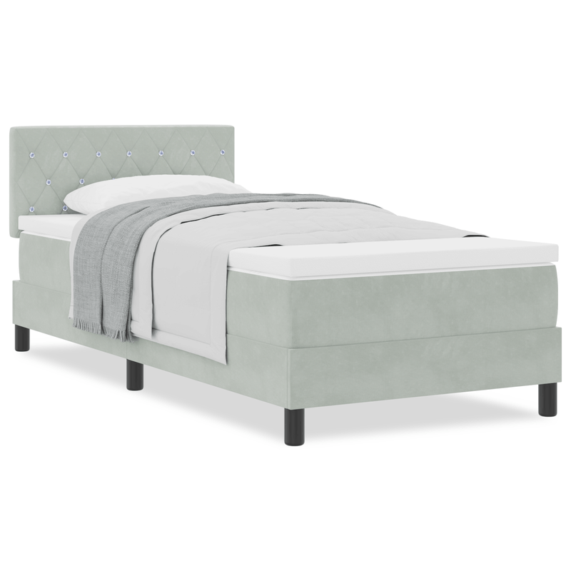 Casa si Gradina - Mobilier - Paturi si accesorii - Paturi - Pat box spring cu saltea, gri deschis, 90x200 cm, catifea - Infinity.ro