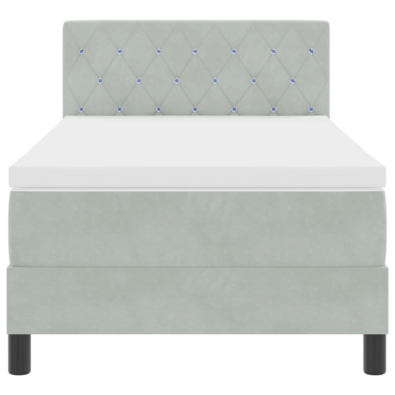 Casa si Gradina - Mobilier - Paturi si accesorii - Paturi - Pat box spring cu saltea, gri deschis, 90x200 cm, catifea - Infinity.ro