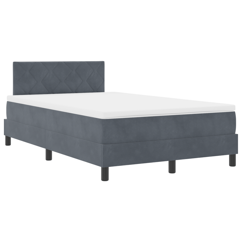 Casa si Gradina - Mobilier - Paturi si accesorii - Paturi - Pat box spring cu saltea, gri inchis, dublu mic, catifea - Infinity.ro