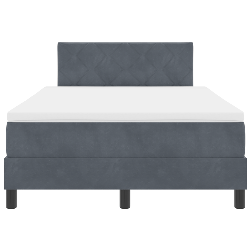 Casa si Gradina - Mobilier - Paturi si accesorii - Paturi - Pat box spring cu saltea, gri inchis, dublu mic, catifea - Infinity.ro