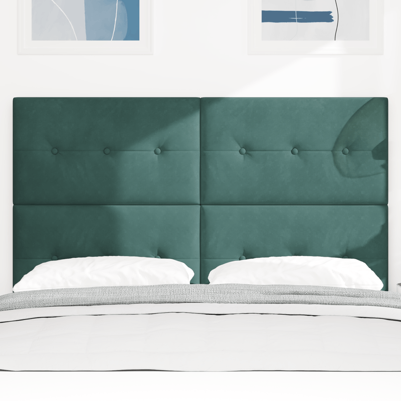 Casa si Gradina - Mobilier - Paturi si accesorii - Accesorii paturi - Tablie de pat cu nasturi, verde inchis, 140 cm, catifea - Infinity.ro
