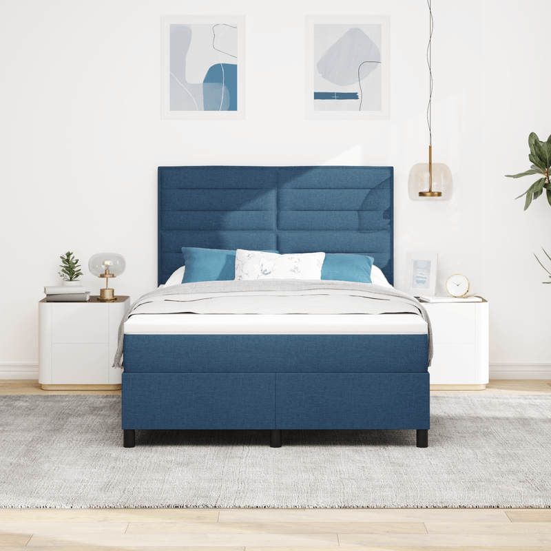 Casa si Gradina - Mobilier - Paturi si accesorii - Paturi - Pat cu spring-box cu saltea albastru 140x190 cm tesatura - Infinity.ro