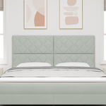 Casa si Gradina - Mobilier - Paturi si accesorii - Accesorii paturi - Tablie de pat design cu blocuri de diamant Gri deschis 180 cm Velvet - Infinity.ro