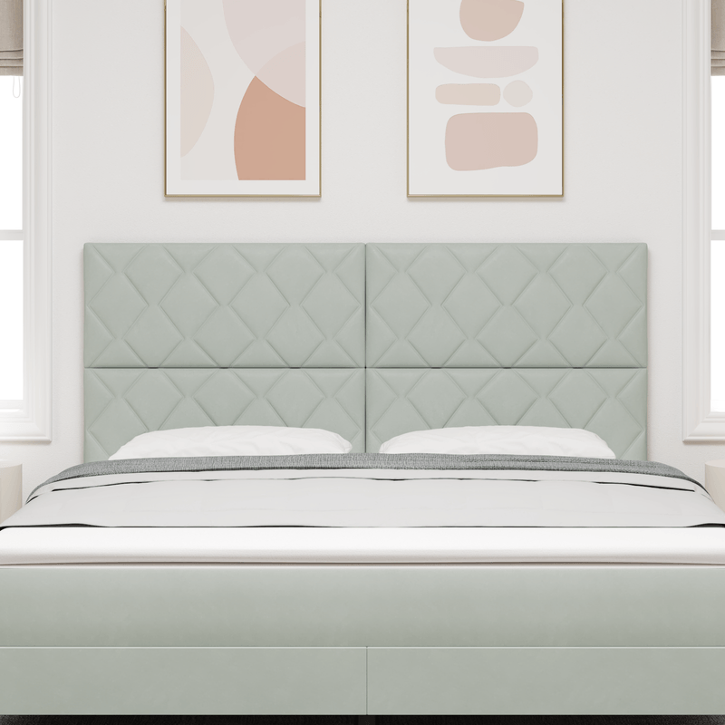 Casa si Gradina - Mobilier - Paturi si accesorii - Accesorii paturi - Tablie de pat design cu blocuri de diamant Gri deschis 180 cm Velvet - Infinity.ro