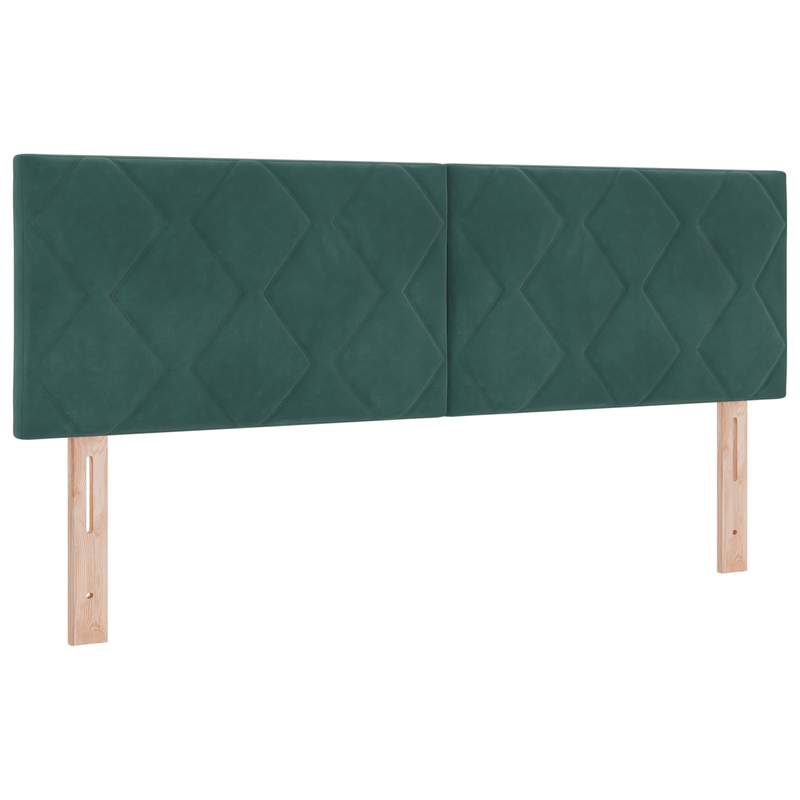 Casa si Gradina - Mobilier - Paturi si accesorii - Accesorii paturi - Tablie de pat cu LED Design Blocuri de Diamant Verde Inchis 144 cm Catifea - Infinity.ro