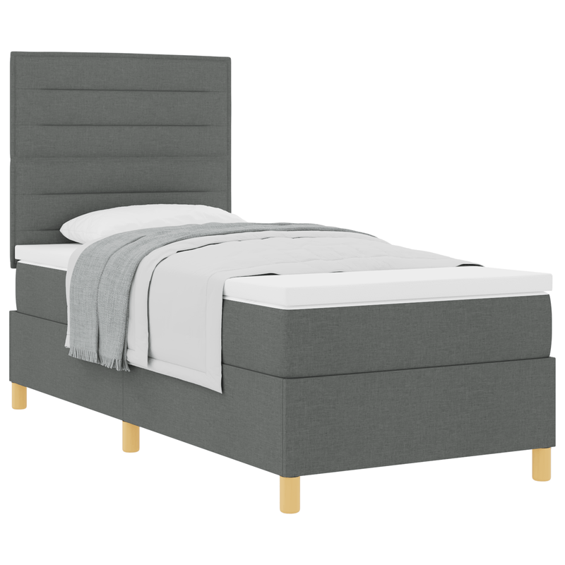Casa si Gradina - Mobilier - Paturi si accesorii - Paturi - Pat cu Cutie Saltea Gri Inchis 80x200 cm din Tesatura - Infinity.ro