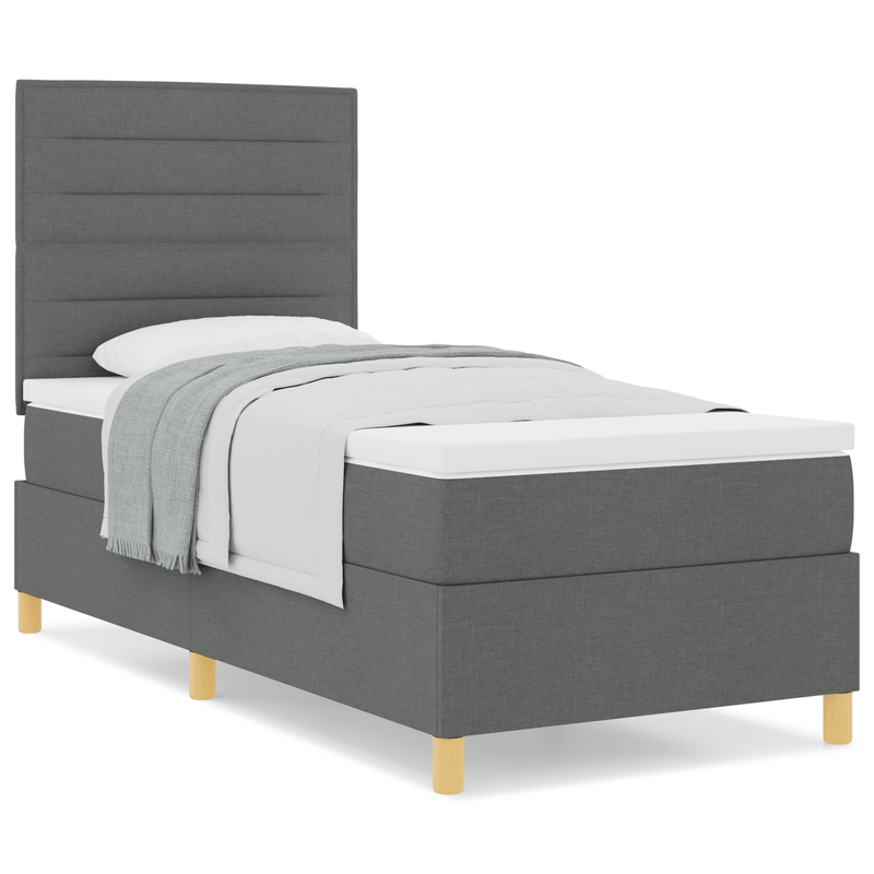 Casa si Gradina - Mobilier - Paturi si accesorii - Paturi - Pat cu Cutie Saltea Gri Inchis 80x200 cm din Tesatura - Infinity.ro